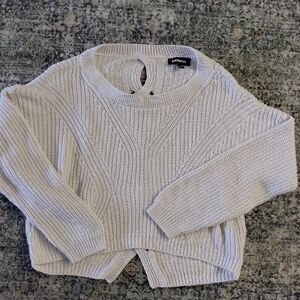 Express Cream Cable Knit Crewneck Sweater